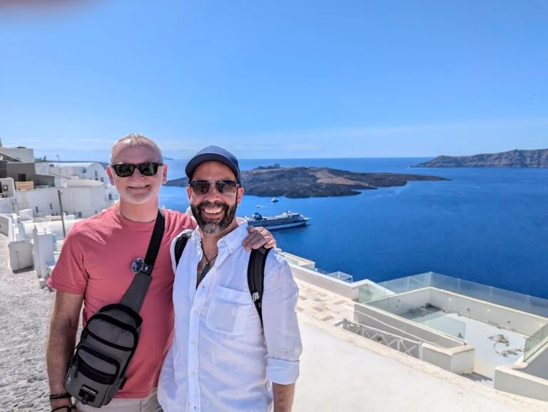 James and Rob in Santorini